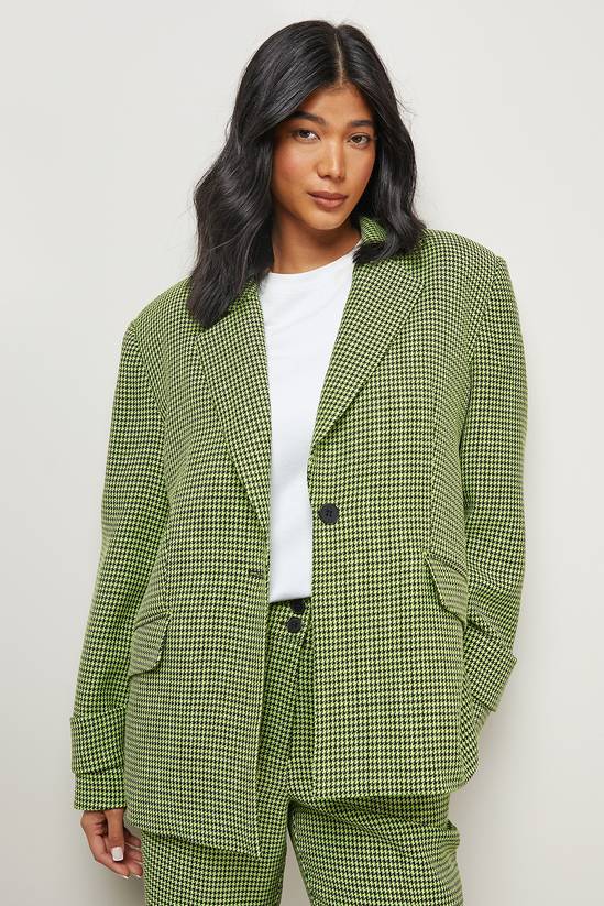Lime Dogtooth Vented Back Blazer Co - ord