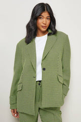Lime Dogtooth Vented Back Blazer Co - ord
