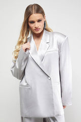 Oversized High Shine Satin Blazer Co-ord