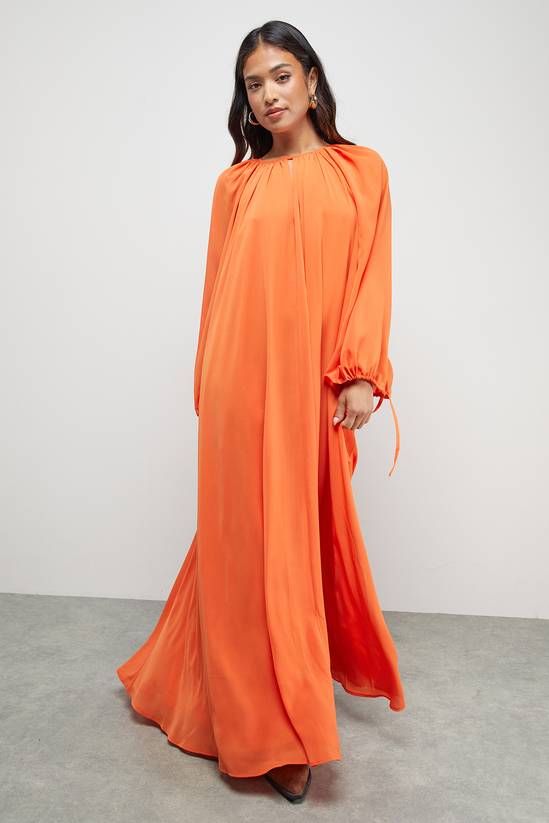 Petite Chiffon High Neck Trapeze Maxi Dress