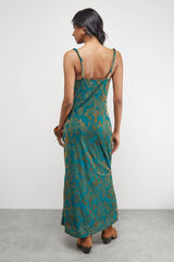 Devore Twist Cowl Neck Bias Midi Slip Dress