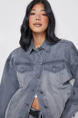 Grey Oversized Denim Jacket
