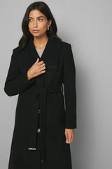Knitted Collar Button Through Wrap Coat