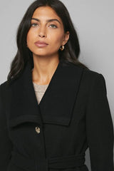 Knitted Collar Button Through Wrap Coat
