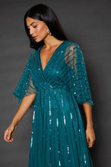 Petite Occasion Embellished Sequin Cape Midi Dress