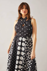 Spot Cross Front Midaxi Dress