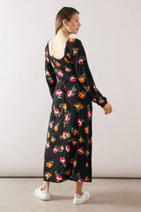 Floral Square Neck Viscose Jersey Midi Dress