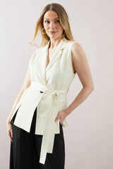 Sleeveless Belted Waistcoat