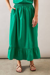 Cotton Frill Hem Midi Skirt