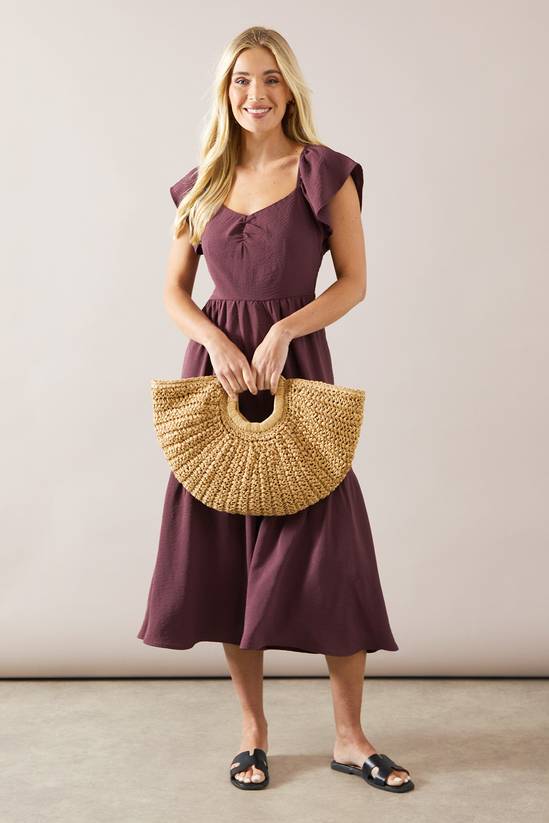 Petite Woven Ruched Midi Dress