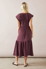 Petite Woven Ruched Midi Dress
