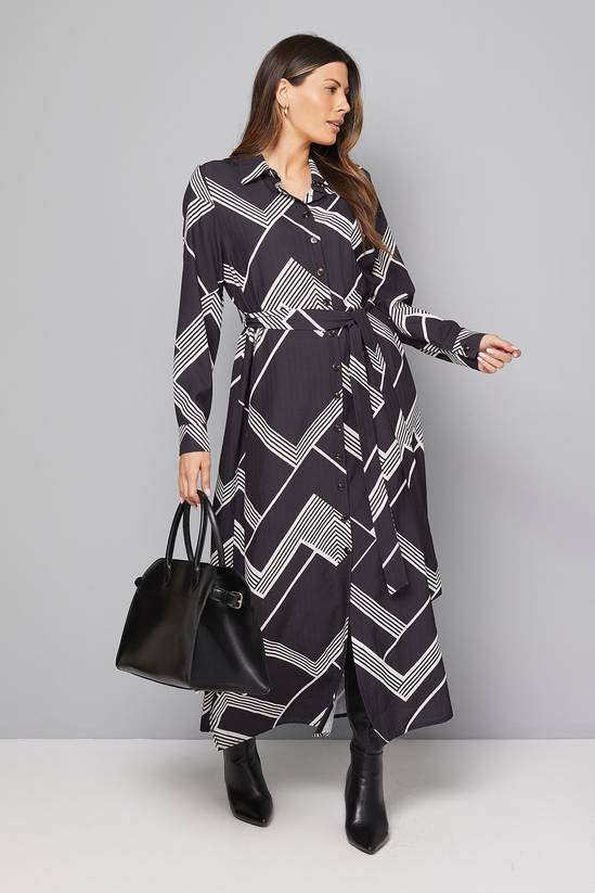 Stripe Button Through Midi Shirt Dress