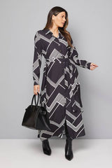 Stripe Button Through Midi Shirt Dress