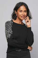 Christmas Gold Embellished Shoulder Jumper