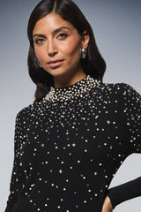 Pearl Embellished High Neck Tunic