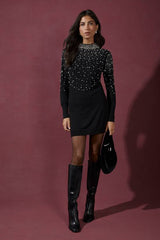 Pearl Embellished High Neck Tunic