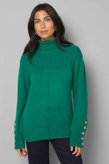 Rib Panel Button Sleeve Jumper