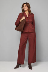 Pleat Front Waist Binding Blazer