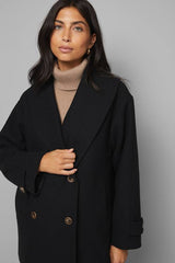 Mid Length Shawl Collar Double Breasted Coat