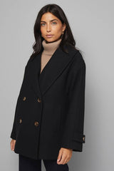 Mid Length Shawl Collar Double Breasted Coat