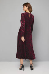 Devore Drop Hem Midi Dress