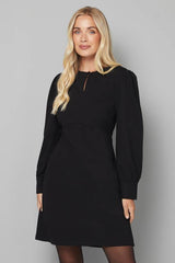 Petite Viscose Ponte Keyhole Detail Shift Dress