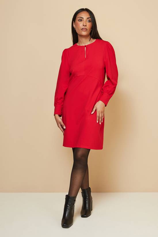 Petite Viscose Ponte Keyhole Detail Shift Dress