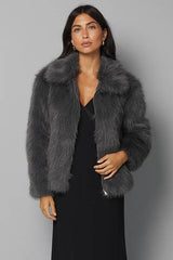 Zip Through Short Fur Coat