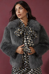 Zip Through Short Fur Coat