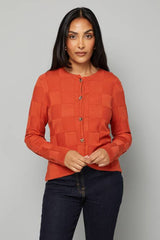 Petite Rust Stitch Detail Cardigan