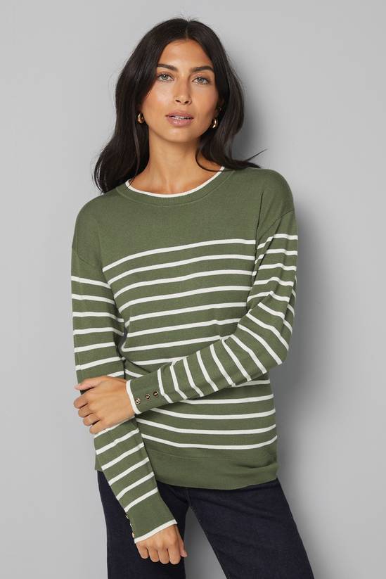 Crew Neck Stripe Knitted Top