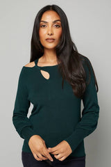 Petite Keyhole Detail Knitted Top