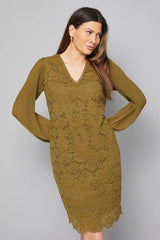 Occasion Lace Pleat Sleeve Shift Dress