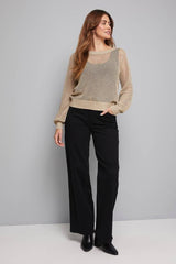 Crochet Metallic Crew Neck Jumper