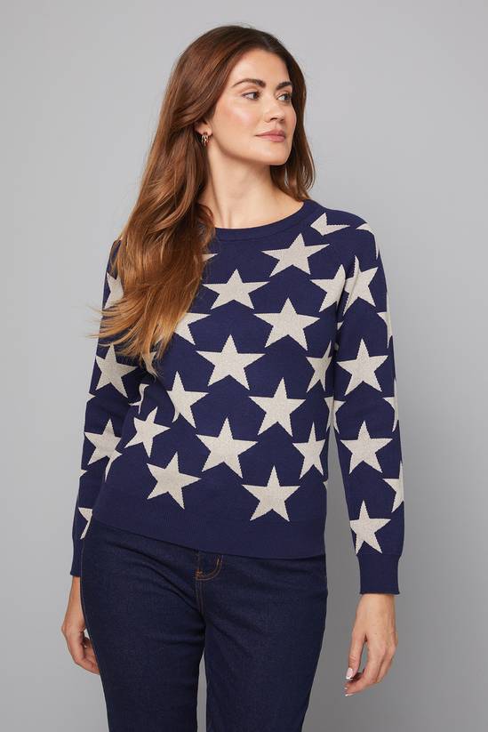 Star Motif Crew Neck Jumper