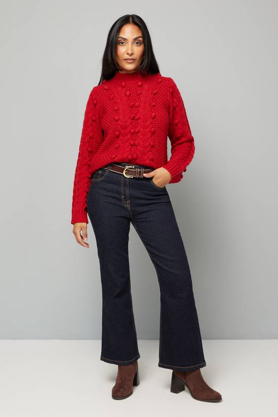Petite Bobble Cable Crew Jumper