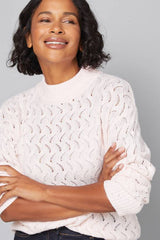 Glitter Pointelle High Neck Jumper