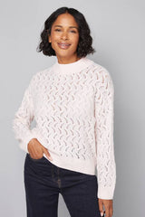 Glitter Pointelle High Neck Jumper