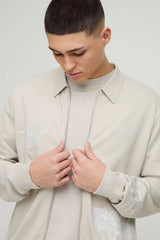 Regular Fit Smart Harrington Bonded Scuba Super Heavyweight Embroidered Bomber Jacket