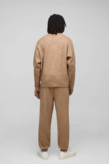 Oversized Boxy Extended Neck Brushed Knit Jumper