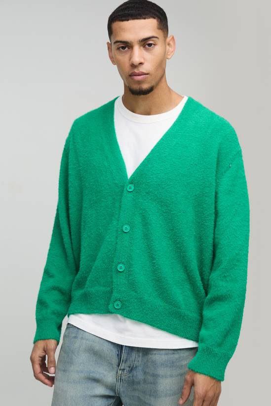 Boxy Fluffy Knitted Cardigan