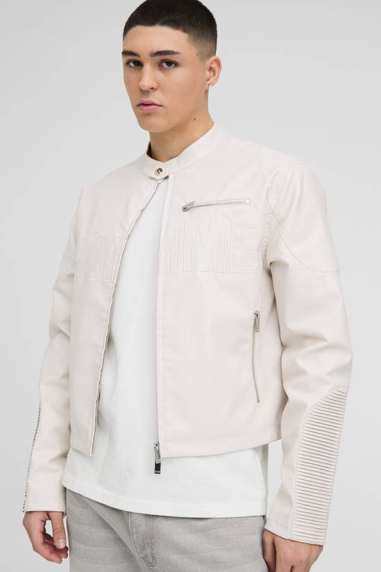 Boxy Homme PU Biker Jacket