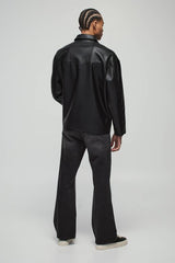 Oversized Zip Through PU Collared Car Coat