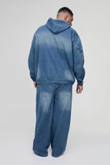 Plus Debossed Biker Baggy Fit Jeans
