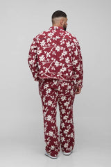 Plus Floral Tapestry Stacked Flared Trousers