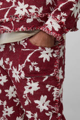 Plus Floral Tapestry Stacked Flared Trousers