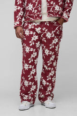 Plus Floral Tapestry Stacked Flared Trousers