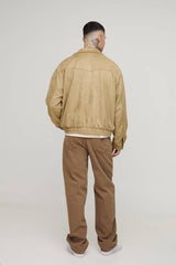 Tall Faux Suede Regular Fit Western Zip Up Jacket