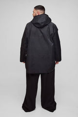 Plus Oversized Cord Collar Hooded Parka Jacket