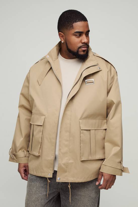 Plus Oversized Boxy Cargo Trench Coat